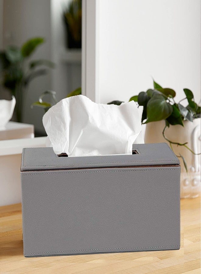 Azyeea Handcrafted Leather Tissue Holder Tissue Paper Car Tissue Box Paper Napkin Holder Tissue Holder Dispenser Organizer Facial Tissue Holder for Car Hotel Home Gift Dinning Table- Grey - Image 5